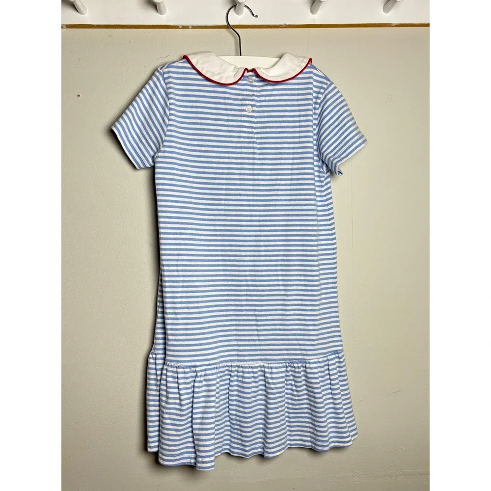 Little English Apple Appliqué Peter Pan Dress Girls 8 Back to School